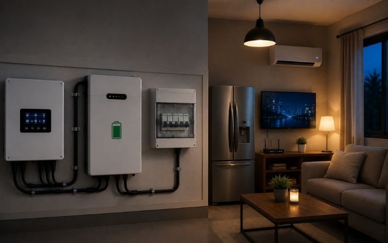 Battery backup keeping essential power available