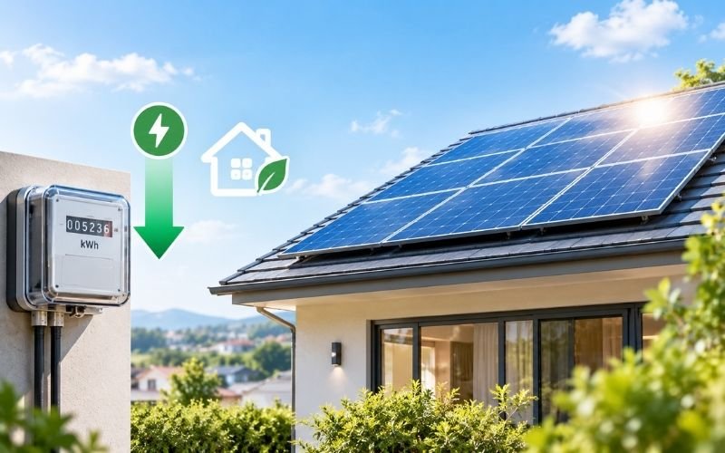 Solar panels reducing electricity use