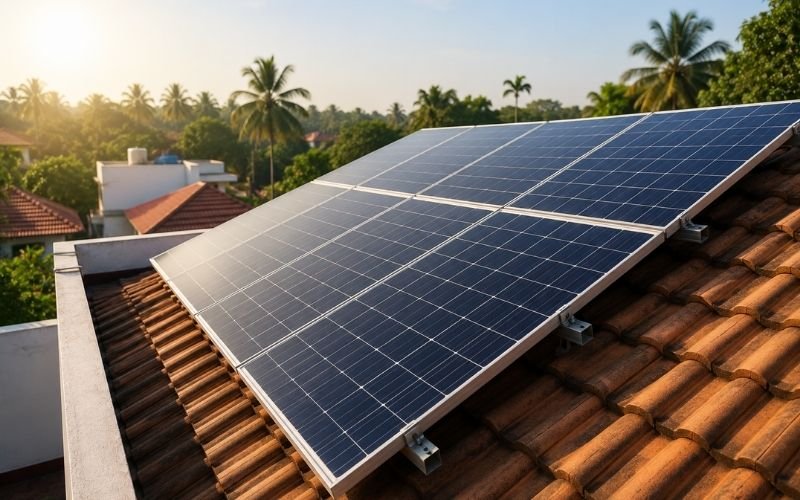 Solar panels generating electricity