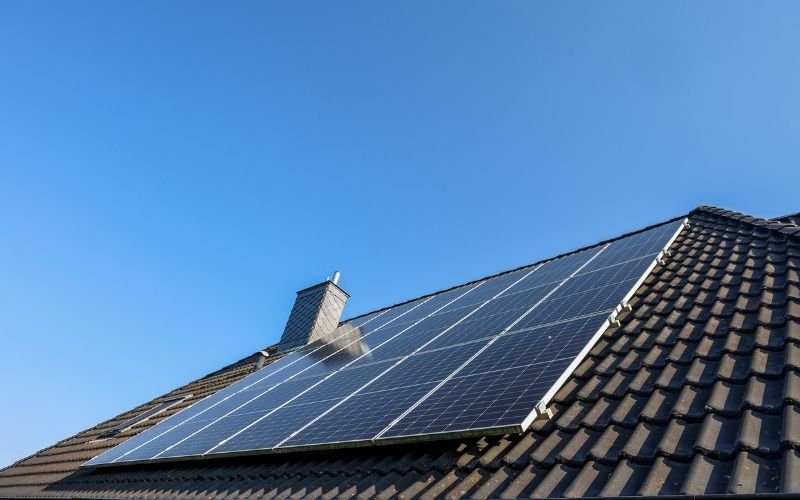 Rooftop solar panels on a residential home