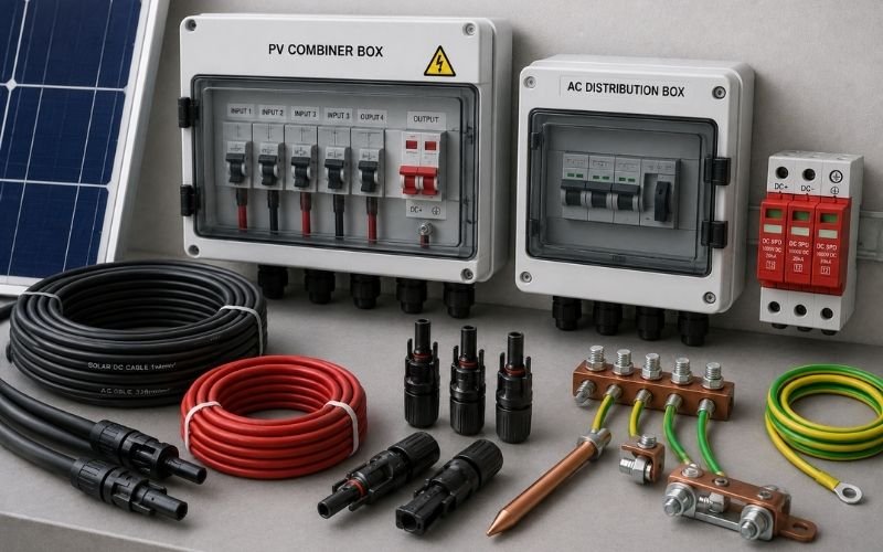 Electrical accessories used in a solar installation