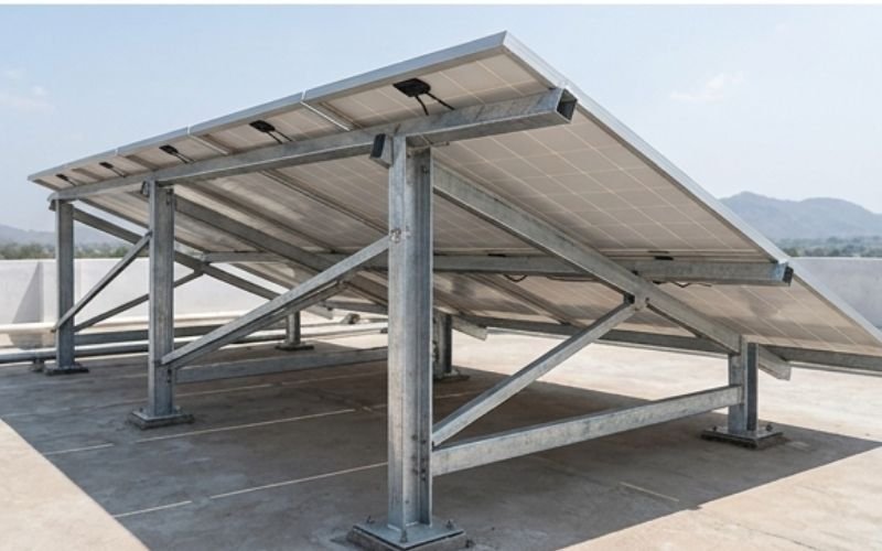 Storm-resistant rooftop solar structure