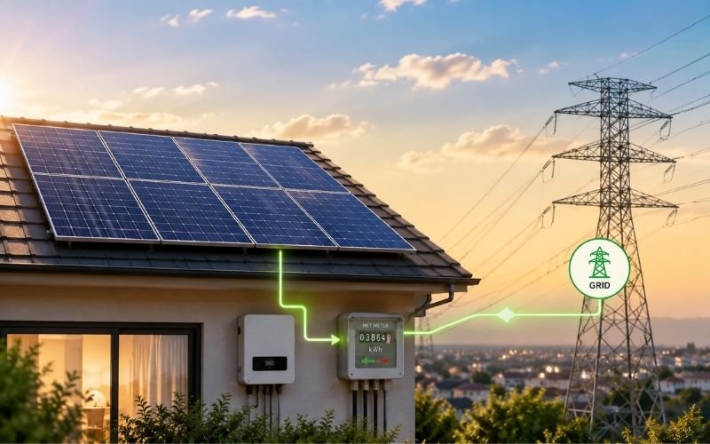 Solar electricity grid connection