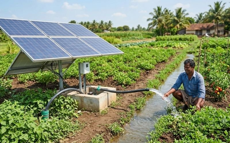 Solar water pump for a small agricultural farm